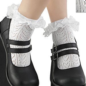 Coquette Aesthetic Goth Heart Ruffle Ankle High Socks